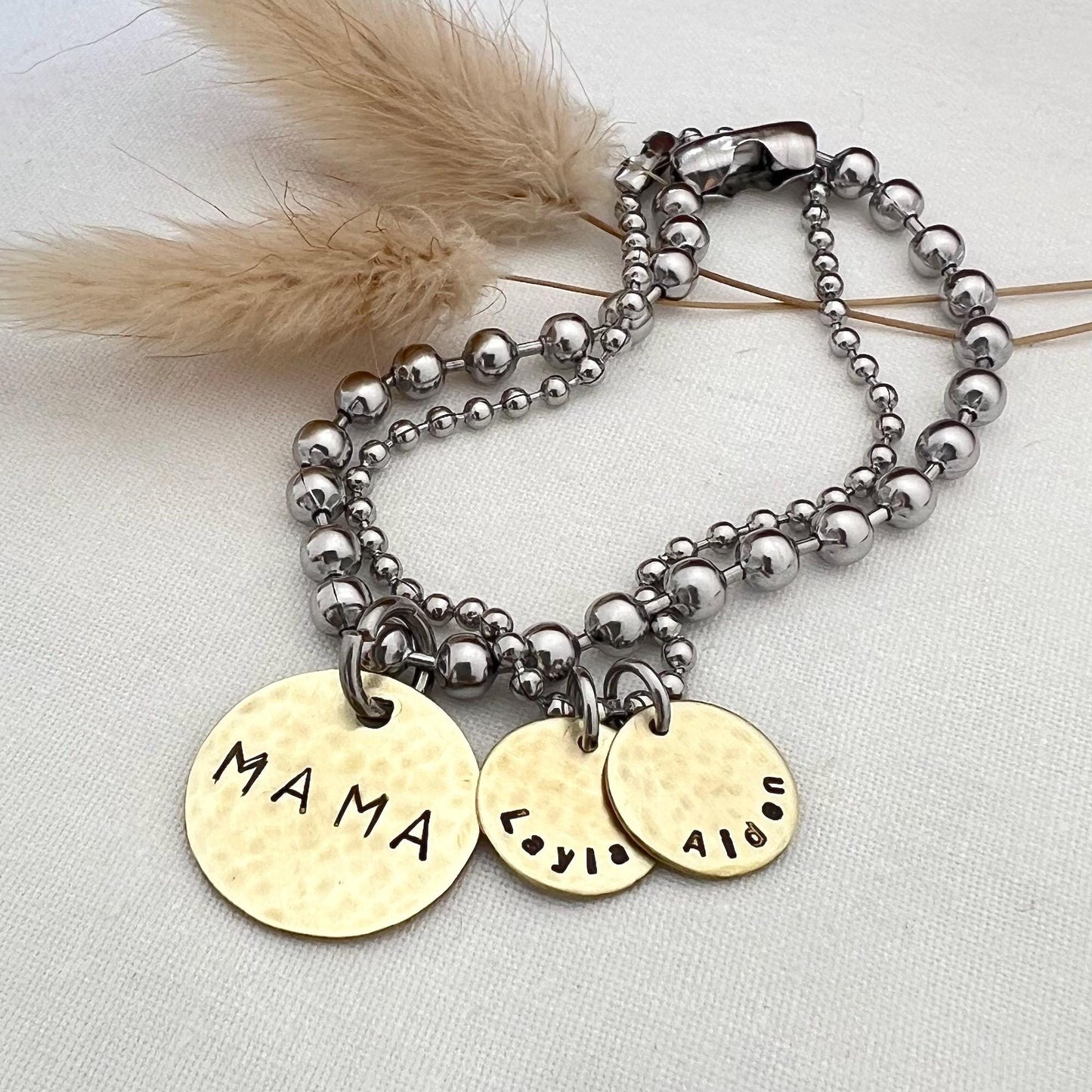 Personalized Ball Chain Bracelet Set | Custom Mama & Child Name Jewelry | Mother's Day Gift | Personalized Jewelry