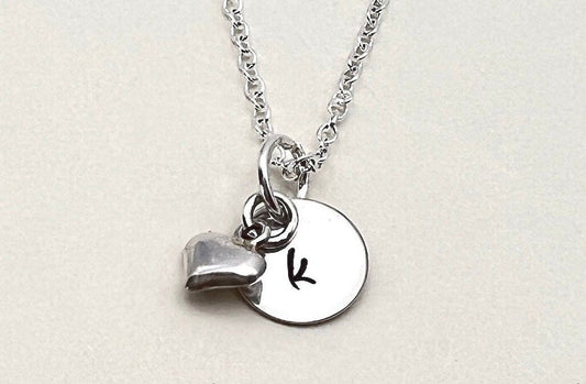 Personalized Initial Necklace | Sterling Silver Initial Heart Necklace | Dainty Initial Necklace | Birthday Gift For Her  Minimalist Jewelry