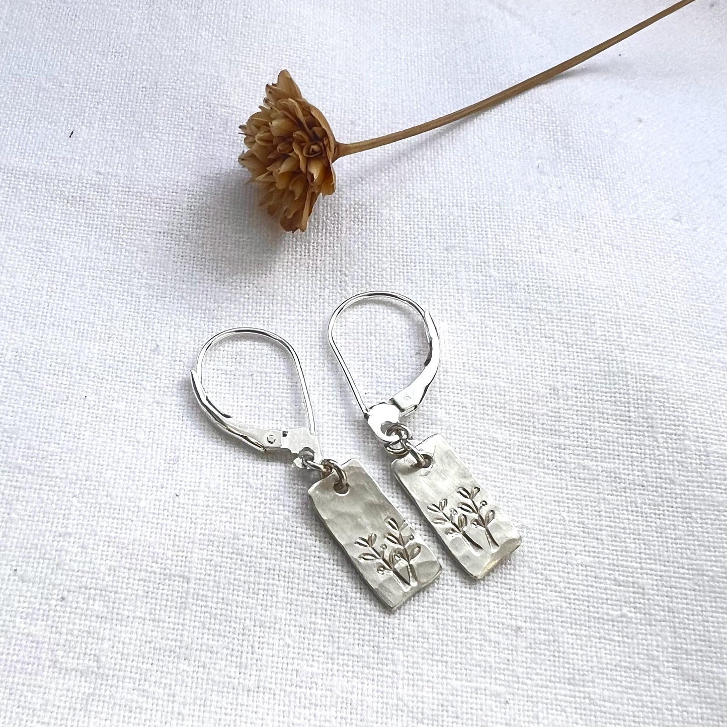 Sterling Silver Leaf Earrings |Botanical Dangle | Nature Jewelry