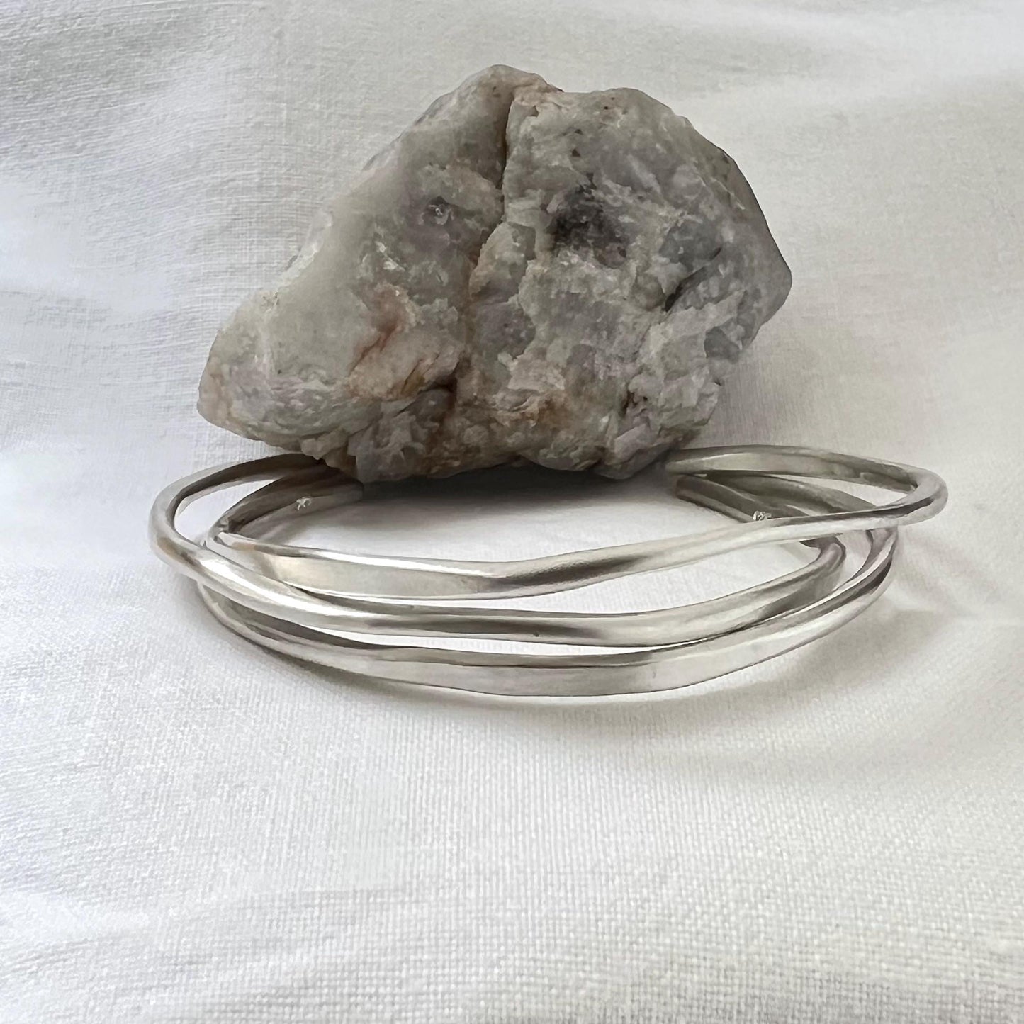 Sterling Silver Organic Shaped Cuff Bracelet | Sculptural Bangle | Minimalist Jewelry