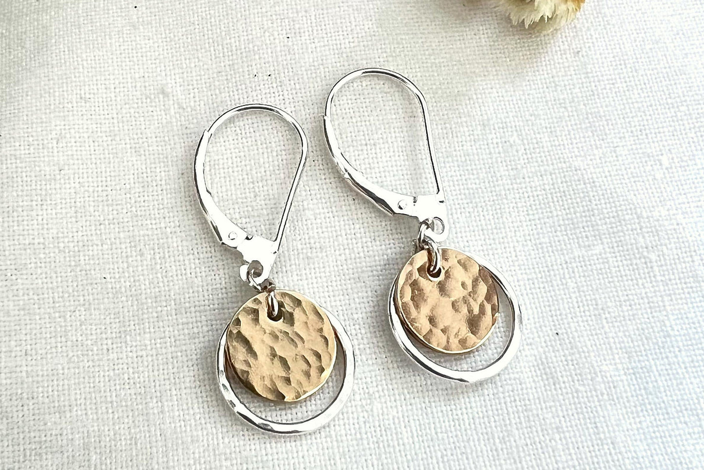 Two-Tone Dangle Earrings | Sterling Silver & Gold Filled | Handmade Lever Backs