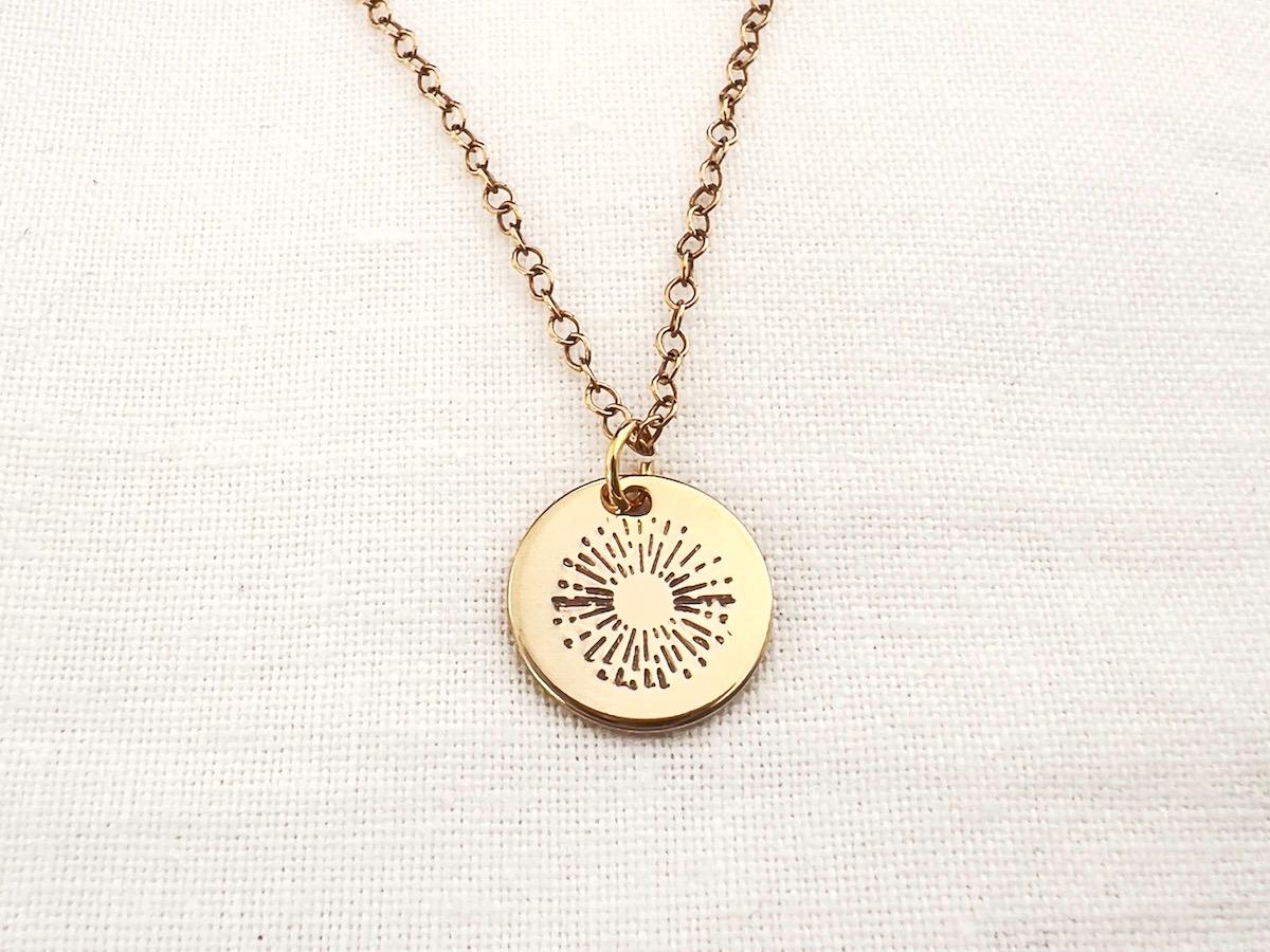 Gold Sun Necklace | Sunburst Charm Necklace | Gold Filled Charm Necklace | Gift For Her
